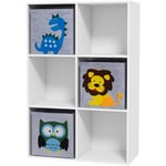 Meuble de rangement jouets enfant étagère de jouet pour chambre d'enfant 6 casiers 3 tiroirs non tissé mdf blanc