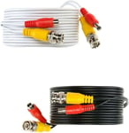 15M White Premade BNC Video Power Cable for Security Camera CCTV Systems