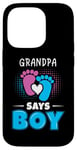 Coque pour iPhone 14 Pro Grandpa Says Boy Tenue de révélation du sexe pour bébé