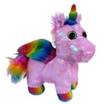 Licorne 30cm Avec Ailes Peluche Paillettes Réversible Rose Girabrilla