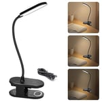 Aigostar Lampe de Lecture, Lampe de Lit à Clipser Avec Bras Flexible Réglable à 360°, 3 Modes, Rechargeable par USB Câble, Lampe flexible LED, lampe pince pour lit 4000K, Protection des yeux, Noir