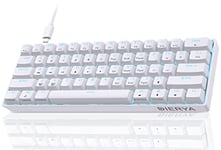 Dierya Clavier Gamer Mécanique 60% Câblé avec Interrupteur Bleu,DK61se Clavier Gaming Rétroéclairage Bleu Glacier,Type-c Mechanical Keyboard Compact 61 Touches Anti-ghosting-US Layout,Blanc