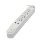 CHACON Bloc multiprise 5 prises 16 A avec interrupteur. 2 ports USB et câble 3 m HO5VV-F 3x1.5 mm² noir