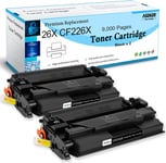 Compatible Toner Cartouche 26X CF226X 26A CF226A pour HP Laserjet Pro M402d M402n M402dn M402dw M402dne MFP M426dw M426fdn M426fdw Imprimante, Haut rendement 9000 Pages (2 Noir).[G733]