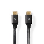 Nedis Ultra High Speed ​​HDMI ™ Cable | HDMI ™ -kontakt | HDMI ™ -kontakt | 8K@60Hz | 48 Gbps | 2.00 m | Rund | 6.3 mm | Antrasitt / Gun Metal Grå | Deksel Vindusboks