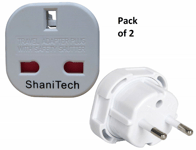 x2 ShaniTech UK 3 Pin to EU European 2 Pin Travel Adaptor Plug Converter Europe