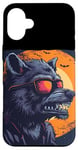 Coque pour iPhone 16 Plus Loup-garou amusant avec lunettes de soleil pour les amateurs de loups-garous