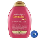 3x Ogx Hair Conditioner 385 Ml Keratin Oil