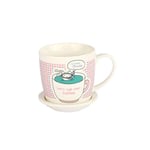 lachineuse - Tasse en Porcelaine - Collection Let's Talk Over Coffee - Design Nippon Chat Nageur - Idéale Boissons Chaudes - Avec Anse et Couvercle-Support - Idée Cadeau Japon, Asie