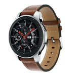Samsung Galaxy Watch FE Armband i äkta läder, cognac/silver