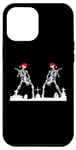 iPhone 12 Pro Max Skeletons Playing Rock Guitar in Graveyard Wearing Xmas Hats Case