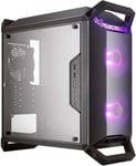 MasterBox Q300P - Boîtier Mini Tour mATX RGB pour jeux portables avec panneau latéral transparent pleine-surface, routage propre des câbles et plusieurs options de refroidissement Noir