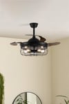 3 Blade Caged Farmhouse Style Fan Ceiling Light