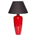 Signature Home Collection CO-109-SE+CO-SI-A214 Lampe de table en verre avec abat-jour en tissu Rouge (pied)/noir (abat-jour) 40 x 40 x 68 cm