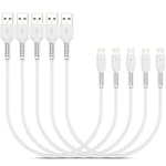 Câble Micro USB Court 0.3m,Lot de 5 Sync et Charge 30cm Chargeur Rapide Android Câble Compatible avec Samsung Galaxy S7 S6 S5,Nexus,LG,PS4,HTC,Motorola,Sony,Nexus,Nokia (Blanc)