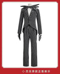 Pelottava kauhu Jack Skellington Cosplay-asu Joulu Jack univormuvaatteet Raidalliset miesten puvut Halloween-asut