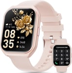 Montre Connectée Homme Femme, 1.85"" Hd Smartwatch Avec Appels Bluetooth, 100+ Modes Sportifs, Montre Podometre De Cardiofrequencemetre Sommeil, Montre Intelligente Compatible Android Iphone (Rose)