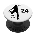 Number 24 #24 - Soccer Futbol Field Pitch Goalie Forward PopSockets Adhesive PopGrip