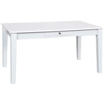 Table à manger extensible en pin massif, laqué blanc - Dim : l 160 x p 90 x h 75 cm Pegane