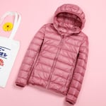 (xL-Pink Hooded)2024 Uusi Syksy Talvi Naisten Ultra Light Duck Untuvatakki Naiset 90% White Duck Down Slim Lyhyt Hupullinen Lämmin Takki Naisten Päällysvaatteet