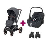 Maxi Cosi Pack Poussette trio Fame Twillic Graphite avec Nacelle + coque Pebble 360 pro Essential adaptateurs