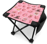 Tabouret de camping 3D Pig Pattern Small Camping Stool Fishing Travel Outdoor Folding Stool Portable Oxford Cloth Slacker Stool with Side Pocket for Camping Walking Hunting Hiking Picnic Garden BBQ