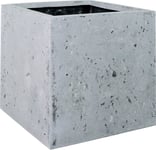 Bac En Polystone Roma Ext. Cube L 40x 40 X H 40 Cm Gris Ciment