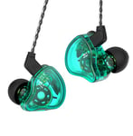 CCZ Melody Écouteurs intra-auriculaires filaires avec microphone IEM HiFi Bass avec 1DD 1BA, ailettes d'oreille, câble OFC 4N pour musiciens, chanteurs, batteurs, sur scène, studio (avec micro, cyan)