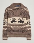 Polo Ralph Lauren Wool Knitted Half-Zip Sweater Medium Brown