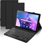 Coque Clavier Pour Lenovo Tab M10 Plus (3rd Generation) 10.6"" 2022, Azerty Francais Clavier Rétro-Éclairé Détachable Sans Fil Bluetooth Pour Lenovo Tab M10 Plus 3rd Gen, Noir