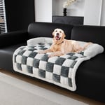 OKYUK Lit pour chien, super confortable, panier pour chien, canapé pour chien, housse de canapé, lavable à la main, antidérapant, convient pour chiens (tableau bleu-gris, L 90 x P 90 x H 13 cm)