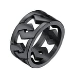 U7 54mm Bague Homme Noir Acier Inoxydable Bague Pour Femme Mode Bijoux Cadeau Anneau Femme