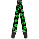 Buckle-Down GS-W30164 Guitar Strap Aliens Head Scattered Galaxy2 Green Black 2 Inches Wide, Aliens Head Scattered Galaxy2/Green/Black