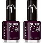 RIMMEL Super Gel High Shine Nail Polish 12ml - 064 Plum Pudding *PACK OF 2*