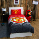 Manchester United Crest Single Duvet Cover and Pillowcase Set Red