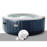 Spa gonflable Intex PureSpa Blue Navy rond Bulles 6 places + Porte-verre Bleu Nuit