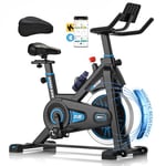 Vélo d'Exercice PLUS Magnétique Ultra Silencieux et Sans Entretien, DMASUN Vélo d'Appartement Connecté APP - Kinomap, 100 Niveaux de Résistance Continue, Coussin de Siège Confortable, Charge 160kg