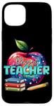 Coque pour iPhone 15 Plus Conception de livres Apple Pencil Blessed Teacher