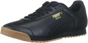 PUMA Men's Roma Basic Sneaker, Black-teamgold, 6.5 UK