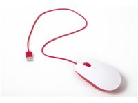 Raspberry Pi - Mus - höger- och vänsterhänta - optisk - 3 knappar - kabelansluten - USB - vit, röd
