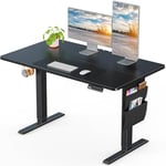 ErGear Bureau Assis Debout 100x60cm,Bureau Réglable en Hauteur supportant jusqu'à 80KG avec Sac de Rangement,Bureau Assis Debout Électrique avec Fonction Mémoire pour Postes de Travail Informatiques