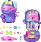 Polly Pocket Dolls and Playset, Sleepover Puppy Compact, Travel Toy with 1 Micro Doll, Pet Dogs, Food & Fashion Styling Accessories, JCR38