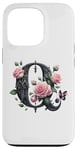 Coque pour iPhone 13 Pro Letter Q Initial Floral Monogram Rose Pink Flower Butterfly