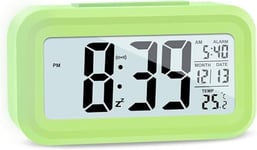 Yuanzeco 4.5" Display-Digital Clock with Large Screen,Night Light Digital Clock with Temperature Display,Alarm Clock with Battery Powered,Office,Kids,Elder Snooze Clock (green)