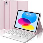 Coque Clavier avec Trackpad pour iPad 10eme Generation 10.9"",AZERTY Clavier avec Pavé Tactile pour iPad 10 Generation 2022,Détachable sans Fil Clavier avec Porte-Crayon,Rose(Q474)