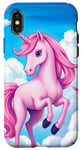 iPhone X/XS Pink Unicorn with Clouds and a Bright Rainbow Case