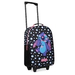 Disney Valise Enfant Fille Valise Stitch Minnie Elsa Reine des Neiges Petite Valise Souple roulettes Pliables Trolley Bag Bagages Enfant Voyage Cabine Sac Trolley Enfant (Noir Stitch)