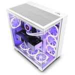 NZXT H9 Flow Dual-Chamber Tempered Glass ATX Mid-Tower Gaming PC Case - White CM-H91FW-01