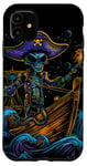 Coque pour iPhone 11 Aventure de pirate extraterrestre, capitaine des pirates de