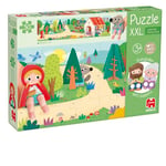 Goula - Puzzle XXL Red Riding Hood - Puzzle grand format et marionnettes à doigts - sur le thème du petit chaperon rouge - 30 pièces - A partir de 3 ans